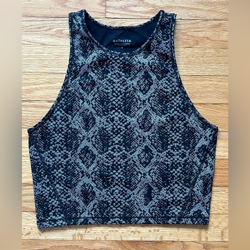 Athleta reflective snakeskin crop top